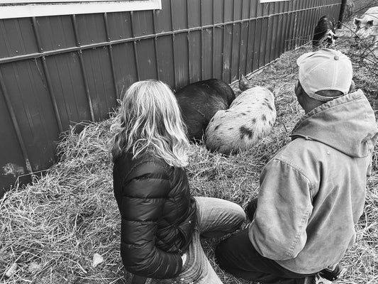 Mother & Son in a regenerative farm's pasture