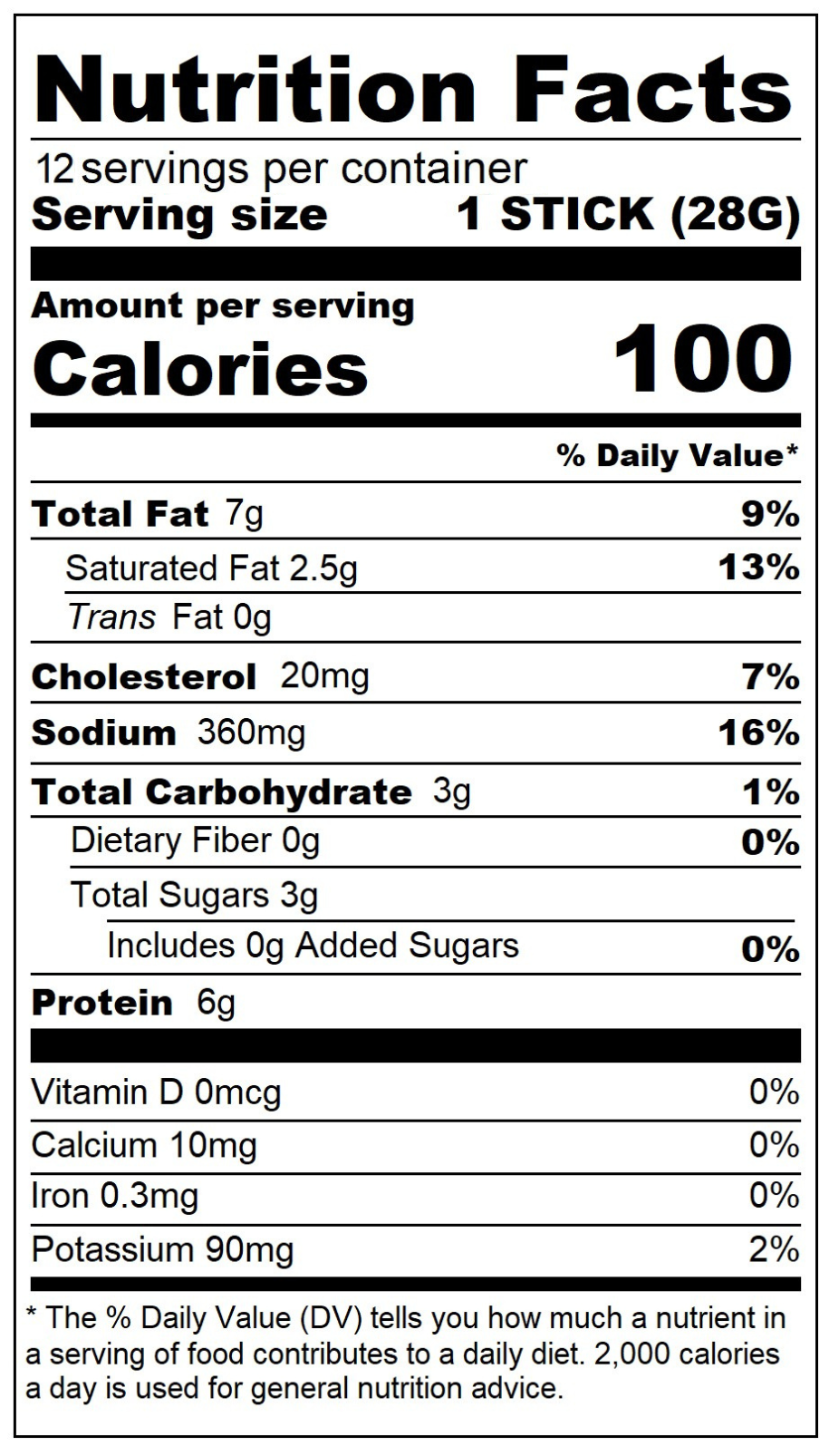 Alternative View of the Nutritional Label for Pineapple Flavor Meat Sticks