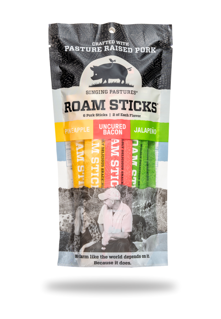 Variety Pack of Singing Pastures Meat Sticks in Bag Packaging